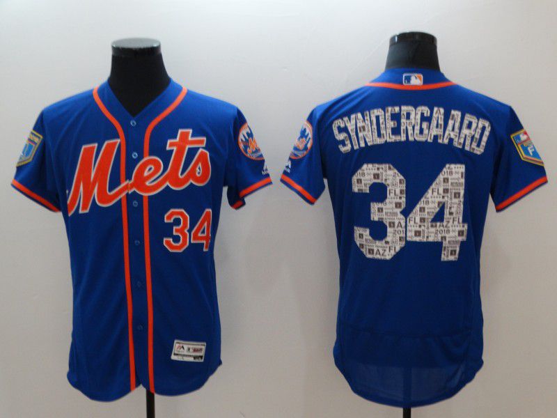 Men New York Mets #34 Syndergaard Blue Elite Spring Edition MLB Jerseys